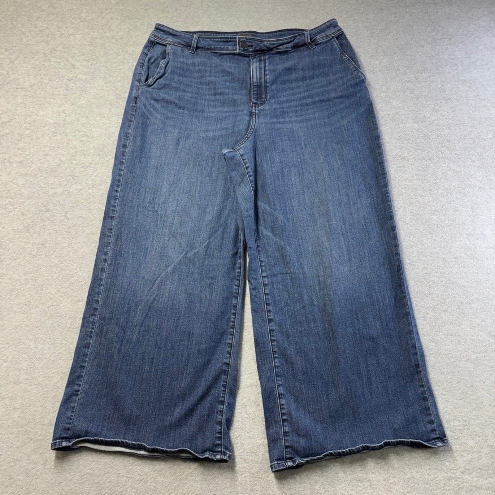 NYDJ Wide Leg Jeans Womens 16 Blue Medium Wash High Rise Stretch Denim